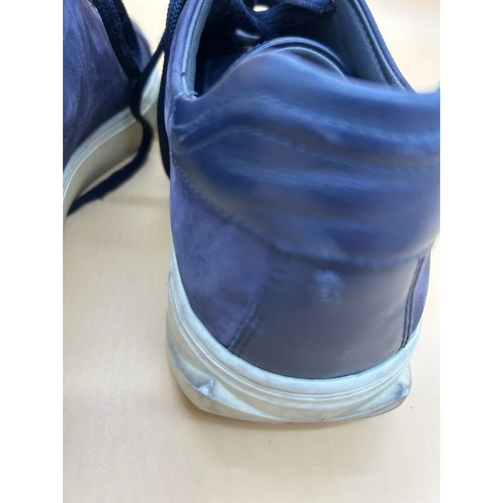 Salvatore Ferragamo Cube Mens 8.5 M Blue Suede Leather Sneakers Made Italy
